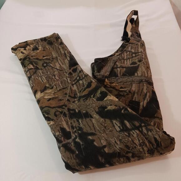 Vintage Mossy Oak Men's Size Large Cotton Blend Camo Bib Overalls Made In USA